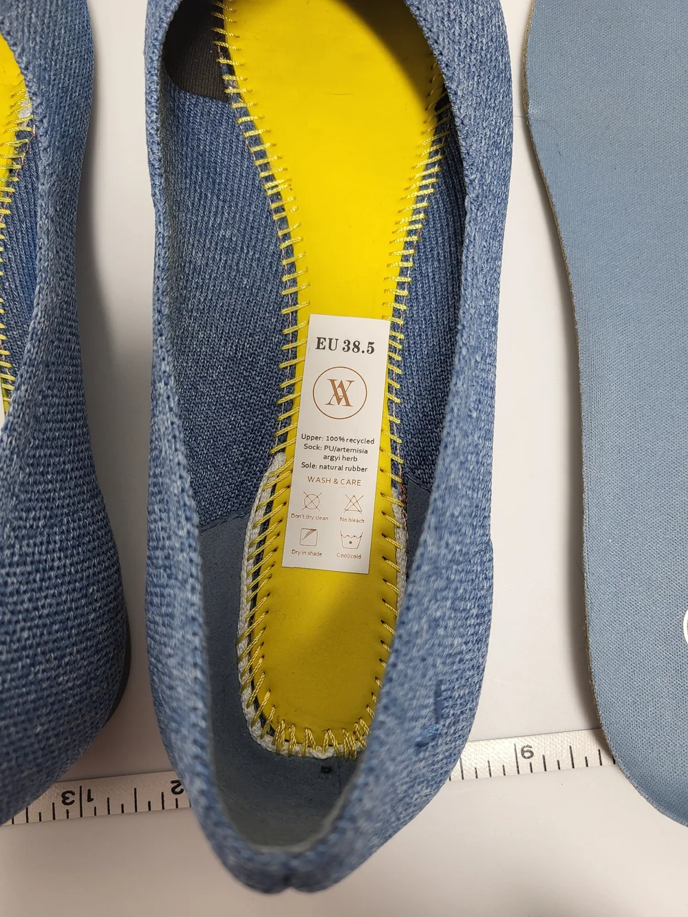 VIVAIA Aria Women’s Pointed-Toe Blue Knit Bow Flats Size US 8 EU 38.5